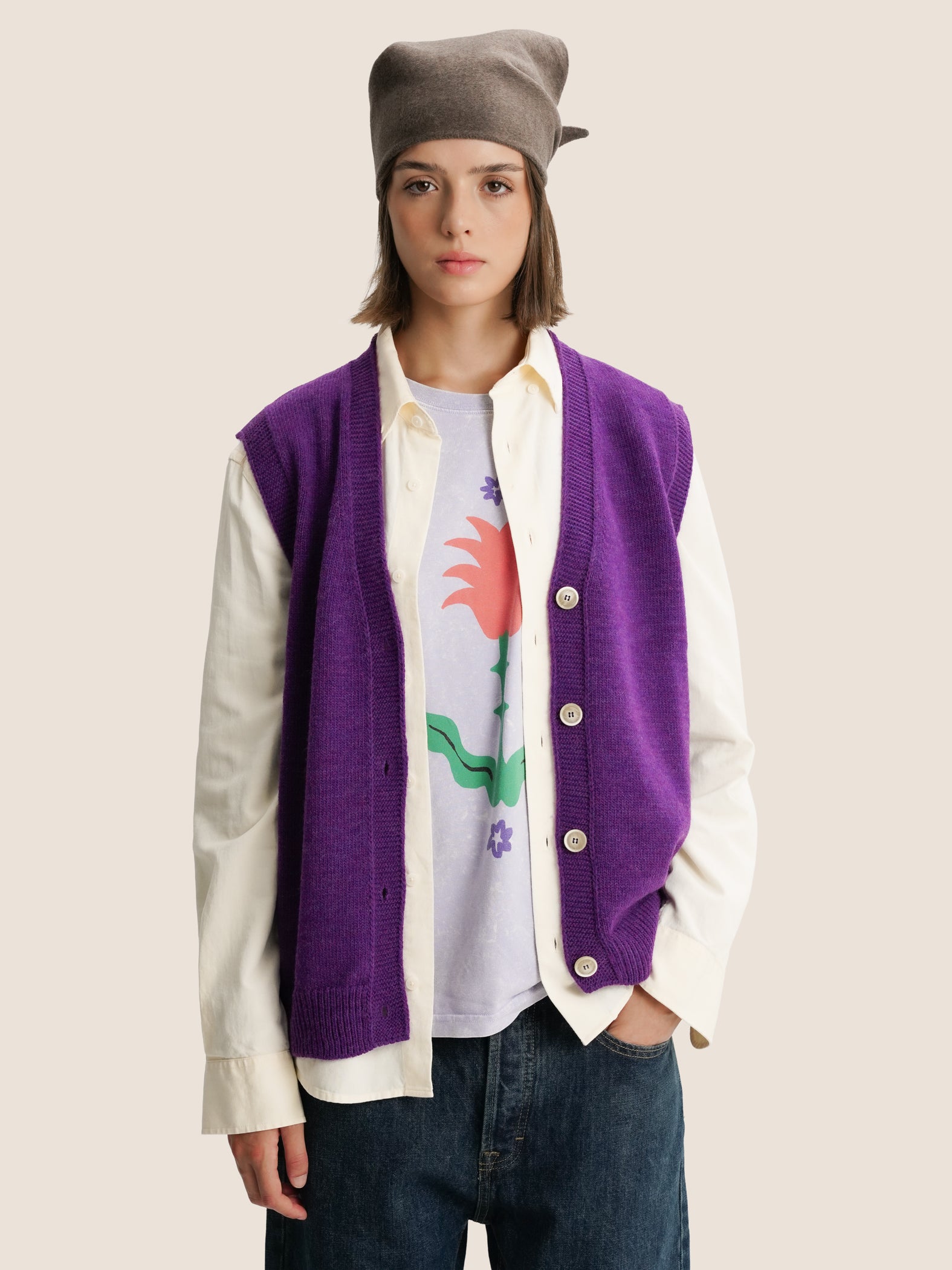 PURPLE KNITTED VEST