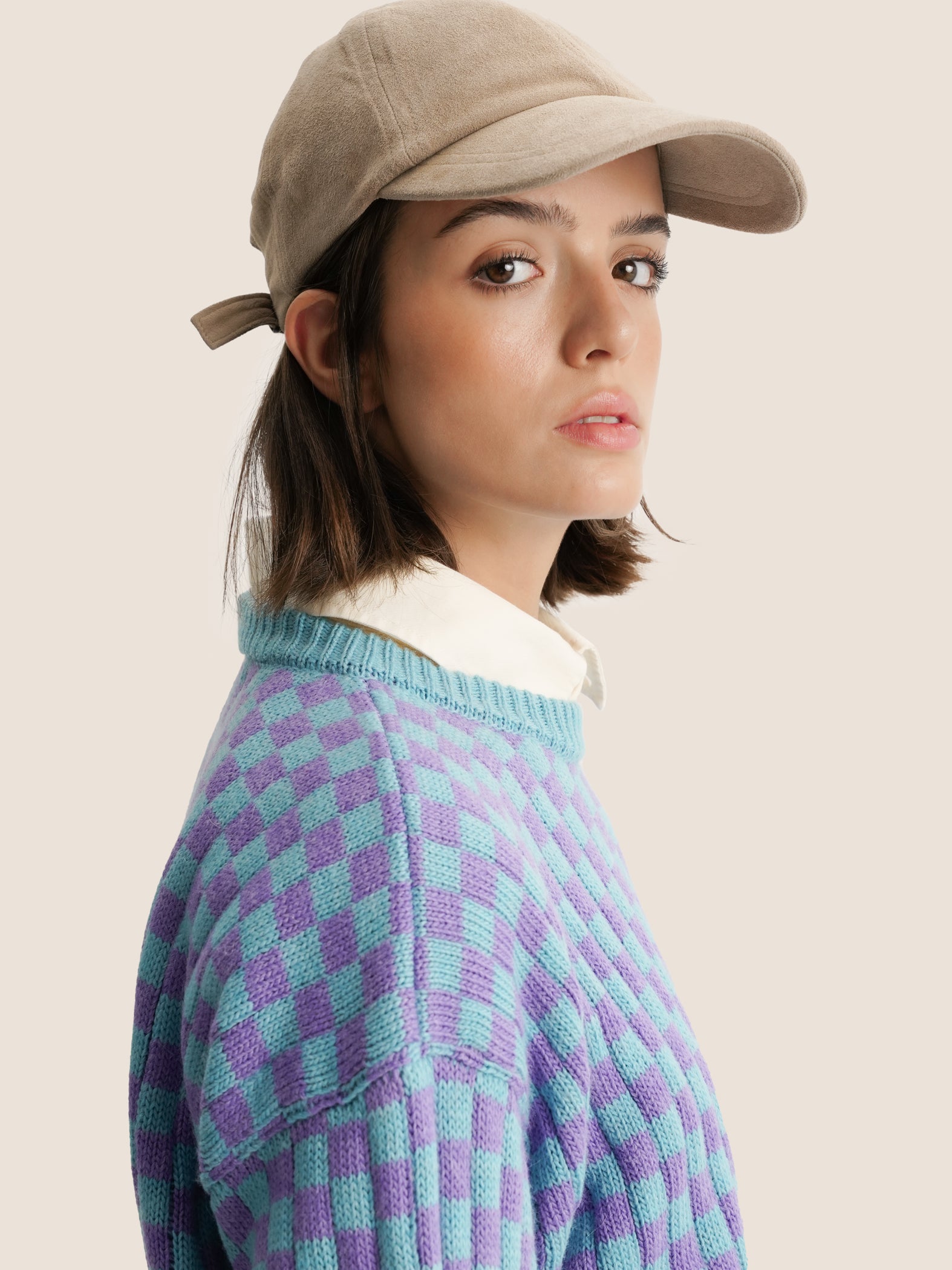 BLUE & PURPLE CHESS SWEATER