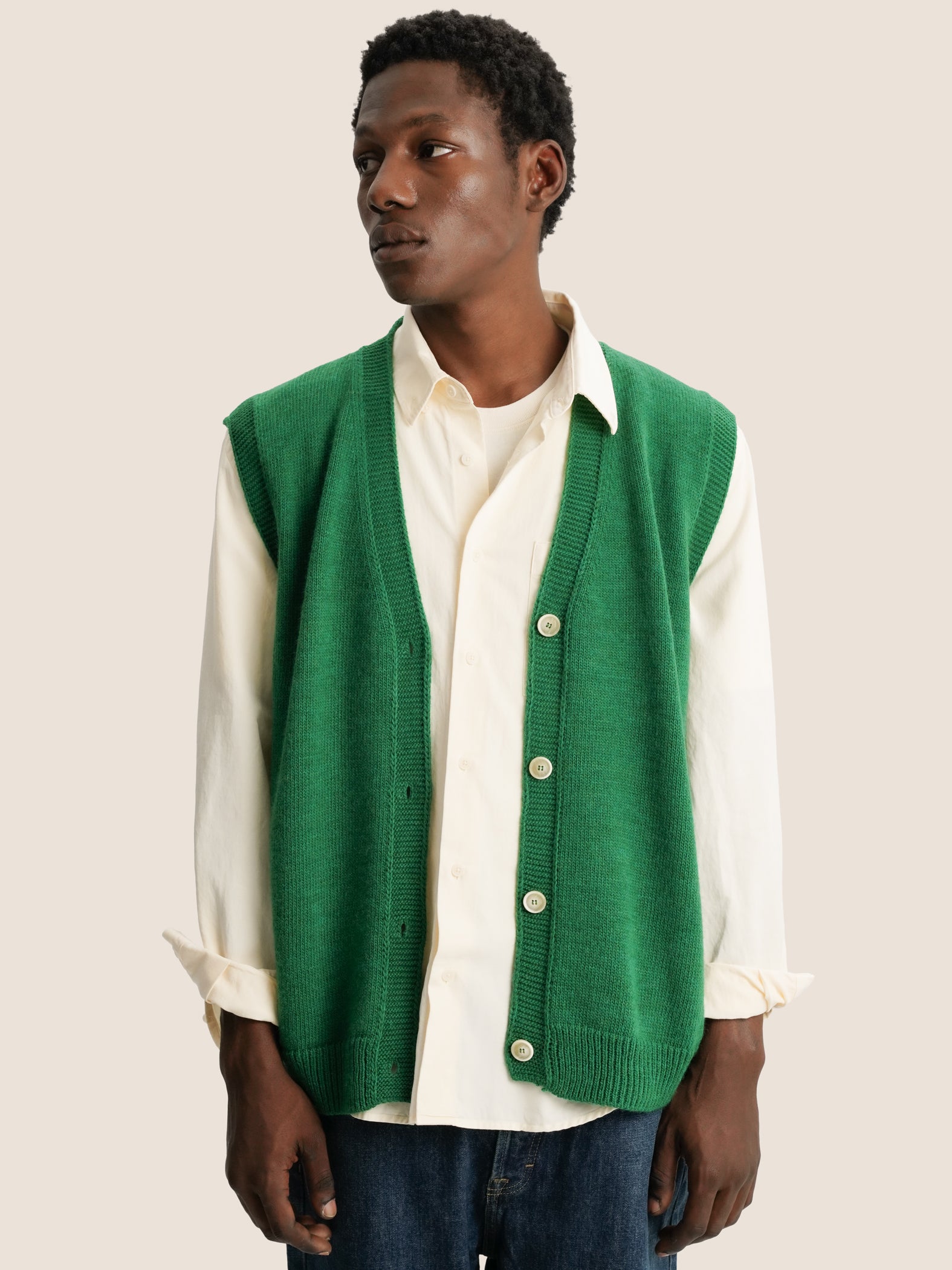 GREEN KNITTED VEST