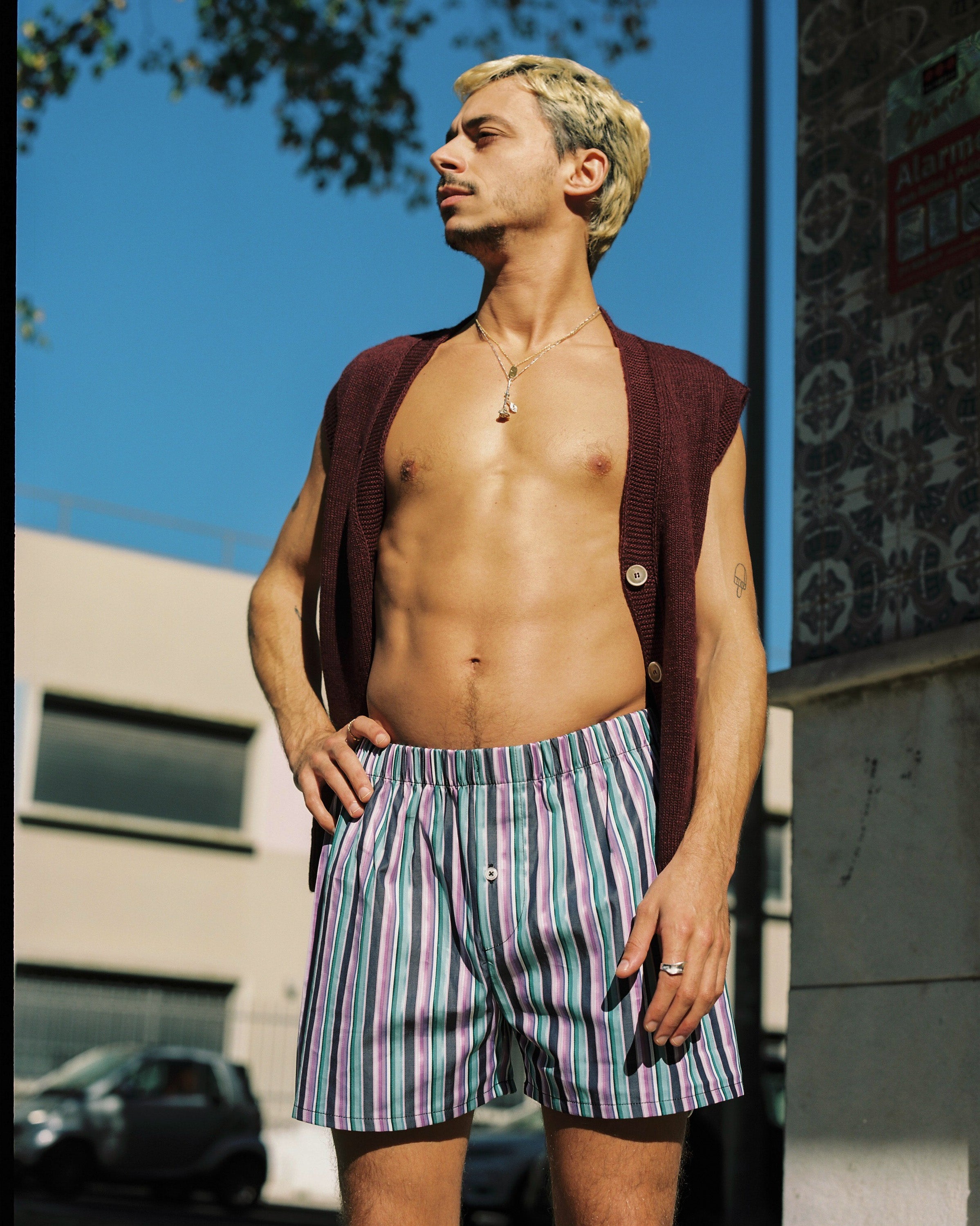 MULTI STRIPED BOXER SHORTS