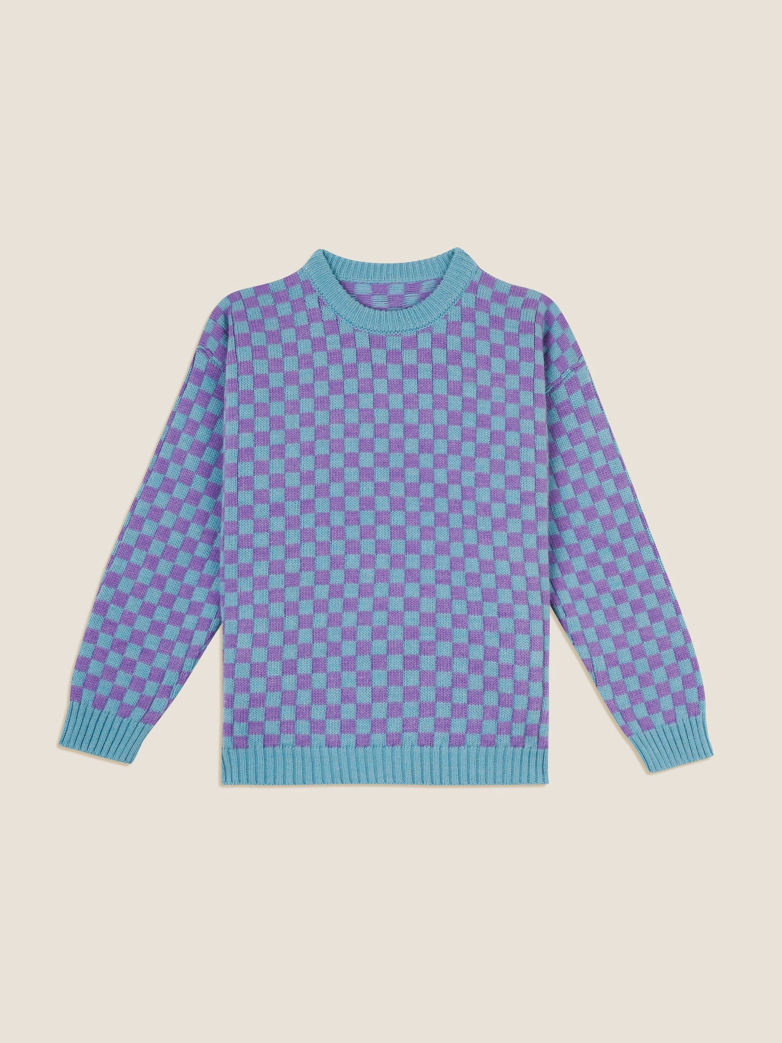 BLUE & PURPLE CHESS SWEATER