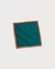 A vibrant green and orange square cloth with a stylish border, perfect for adding a pop of color to your table setting.